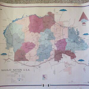 Vtg Ahasteen's Cartographic Engraving Services Navajo Nation USA Dist & Chap Map